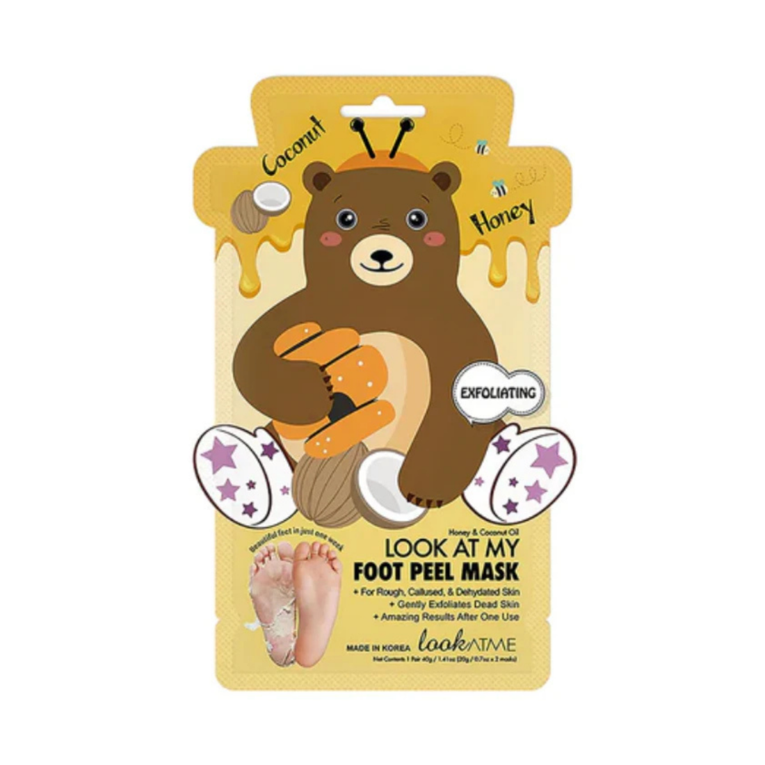 LOOK AT ME Look At My Foot Peel Mask (Bear) šveičiamoji pėdų kaukė