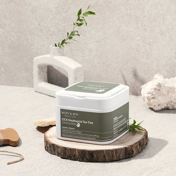 MARY&MAY CICA Houttuynia Tea Tree Calming Mask 30pc lakštinės veido kaukės